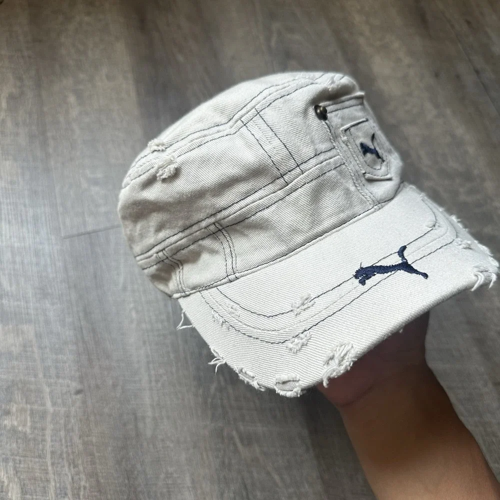 Puma Vintage Distressed Military Cadet Cap Hat 1/1 Y2K 90s Mens One Size Rare
